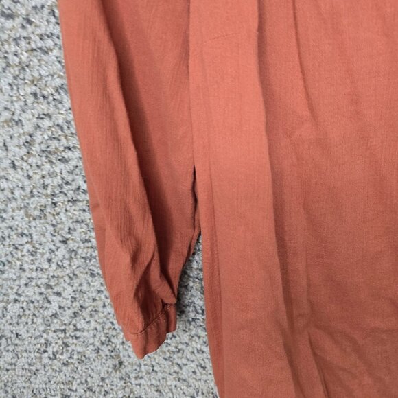 Talbots Top Womens MP Petite Medium Orange V Neck Peasant Blouse Ladies - Picture 2 of 7